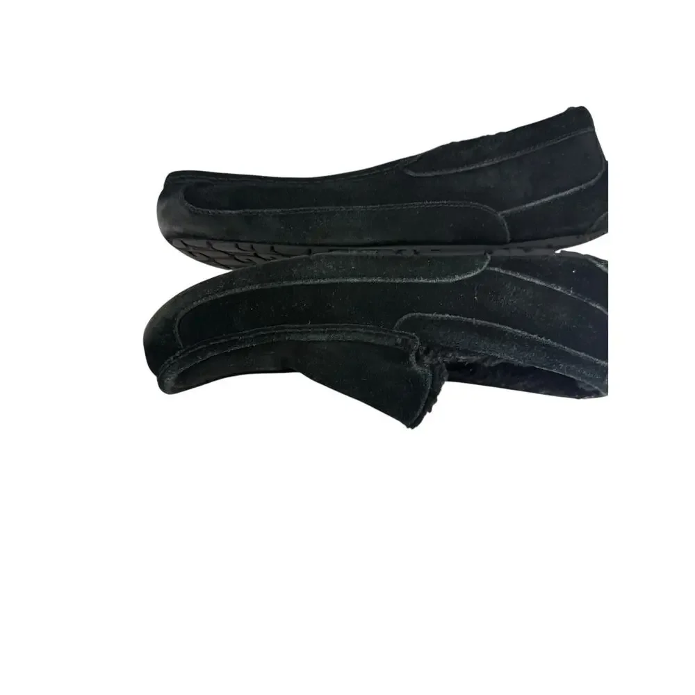 Ugg Black Suede Mens Ascot Slipper Size 12 Sheepskin Causal